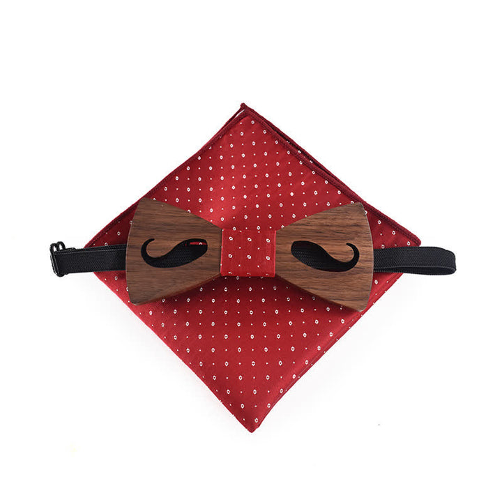 Juego de 2 pajaritas de madera talladas con bigote hueco para hombre