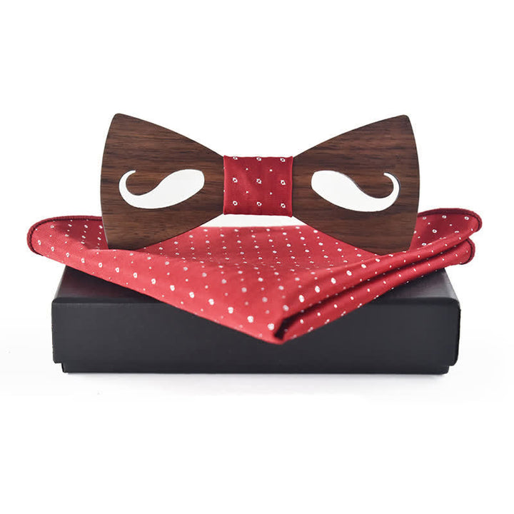 Juego de 2 pajaritas de madera talladas con bigote hueco para hombre