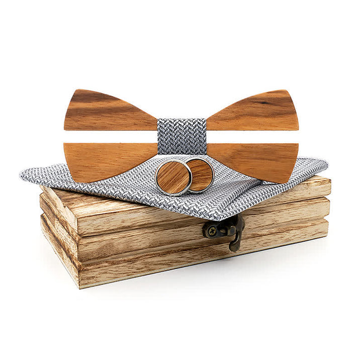 Juego de 3 pajaritas de madera con bigote hueco divertido para hombre