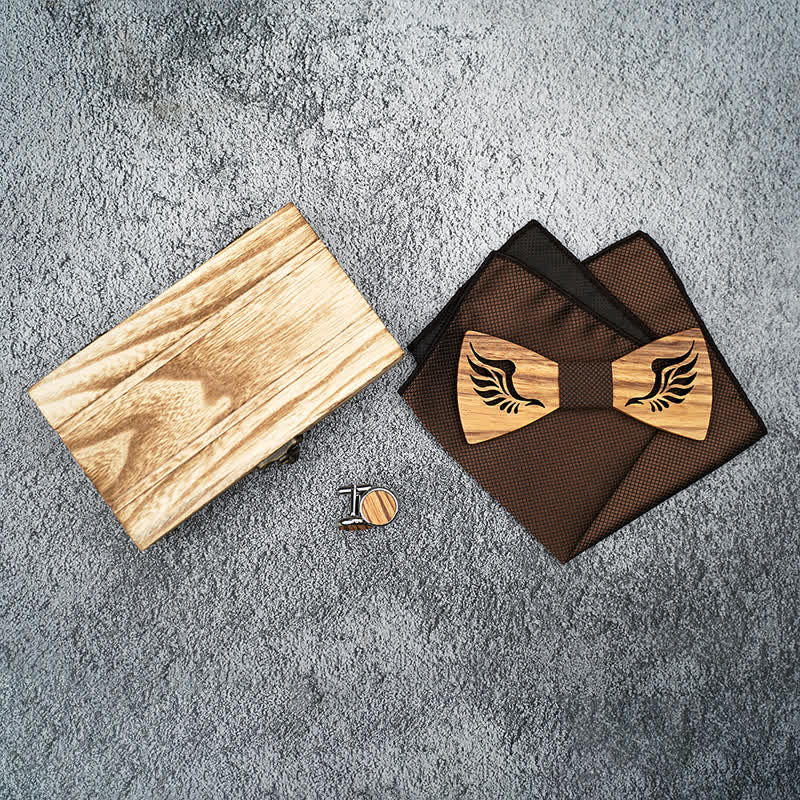 Juego de 3 pajaritas de madera con alas en ángulo hueco para hombre