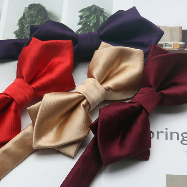 Pajarita informal de color liso con doble capa y punta para hombre