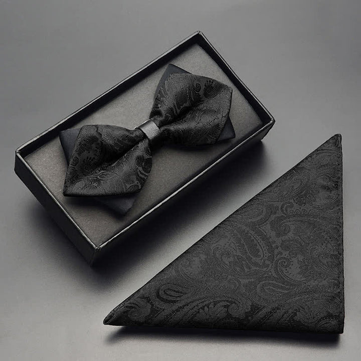 Conjunto de 3 pajaritas de doble punta con estampado exótico de cachemira para hombre
