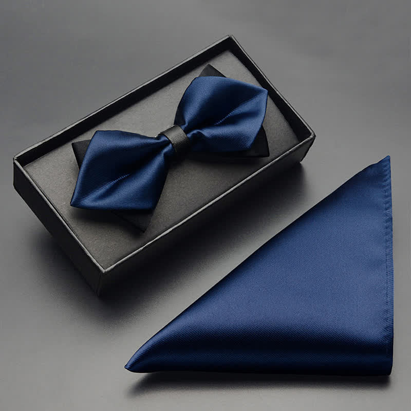 Conjunto de 3 pajaritas clásicas de doble capa con punta para hombre