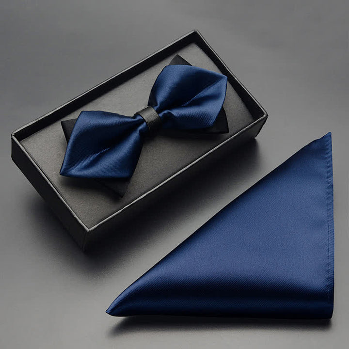 Conjunto de 3 pajaritas clásicas de doble capa con punta para hombre
