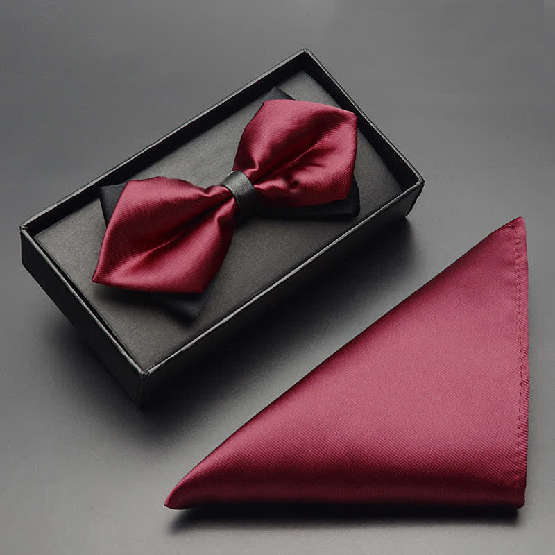 Conjunto de 3 pajaritas clásicas de doble capa con punta para hombre