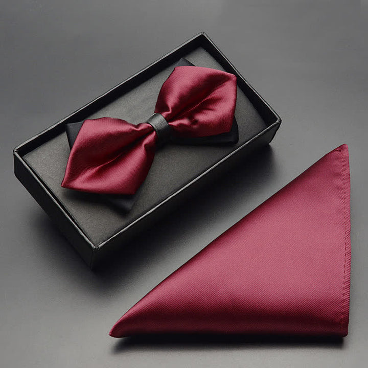 Conjunto de 3 pajaritas clásicas de doble capa con punta para hombre