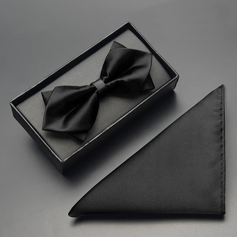 Conjunto de 3 pajaritas clásicas de doble capa con punta para hombre