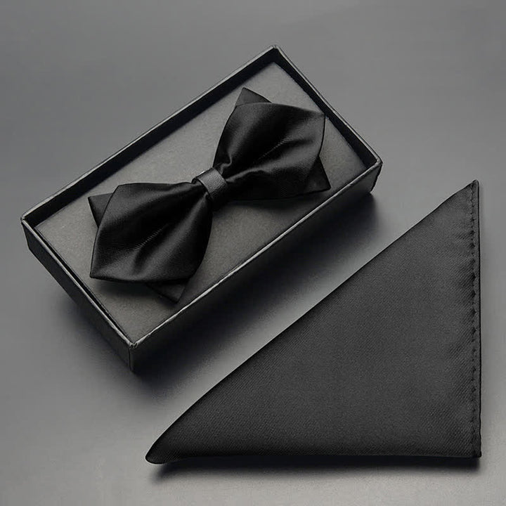 Conjunto de 3 pajaritas clásicas de doble capa con punta para hombre