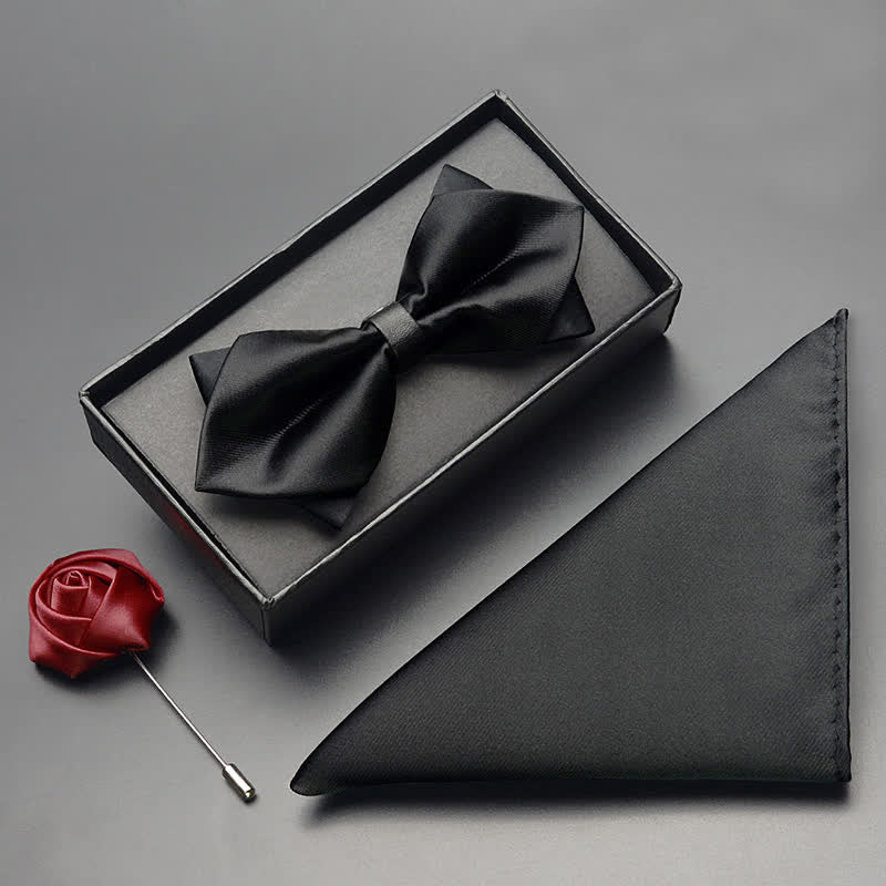 Conjunto de 3 pajaritas clásicas de doble capa con punta para hombre