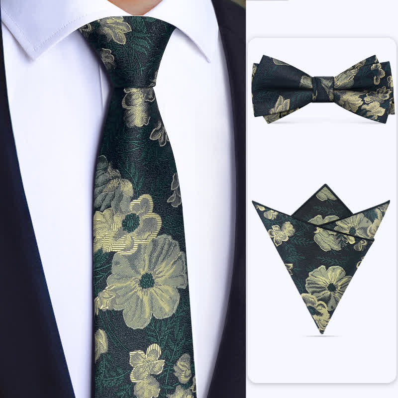 Conjunto de 3 pijamas con flores de color verde oscuro para hombre