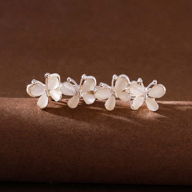 Pinza para el pelo con diseño de hada, mariposa y flores de ópalo para mujer