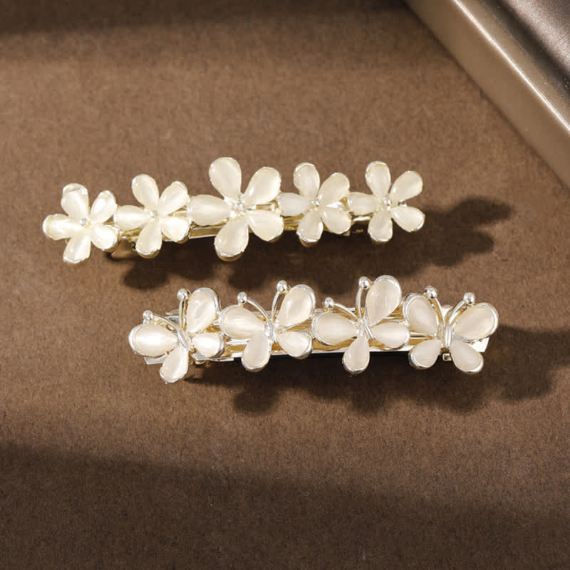 Pinza para el pelo con diseño de hada, mariposa y flores de ópalo para mujer
