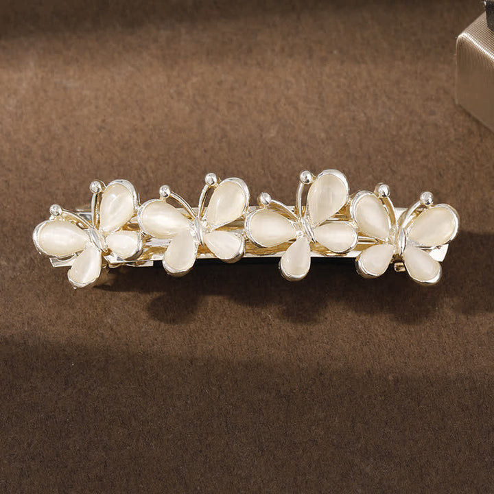 Pinza para el pelo con diseño de hada, mariposa y flores de ópalo para mujer