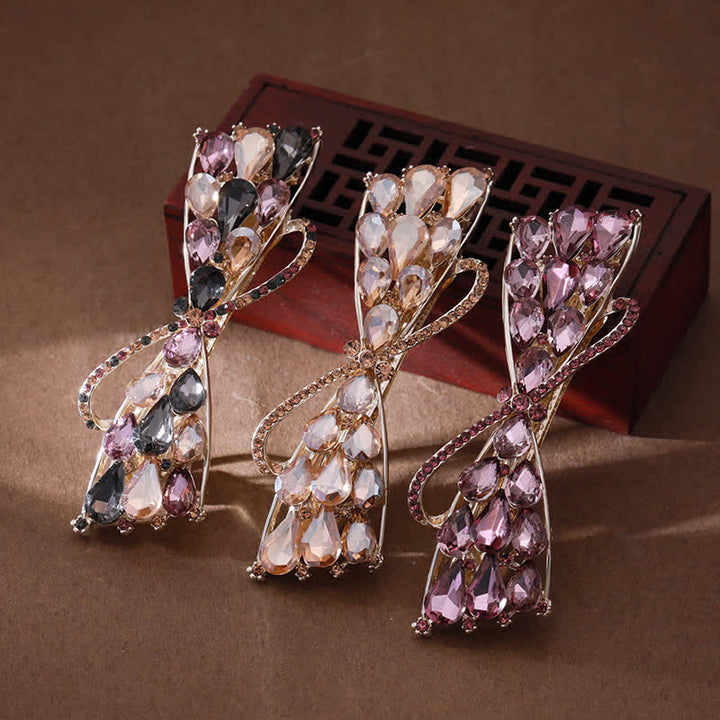 Pinza para el pelo de cristal con purpurina brillante para mujer