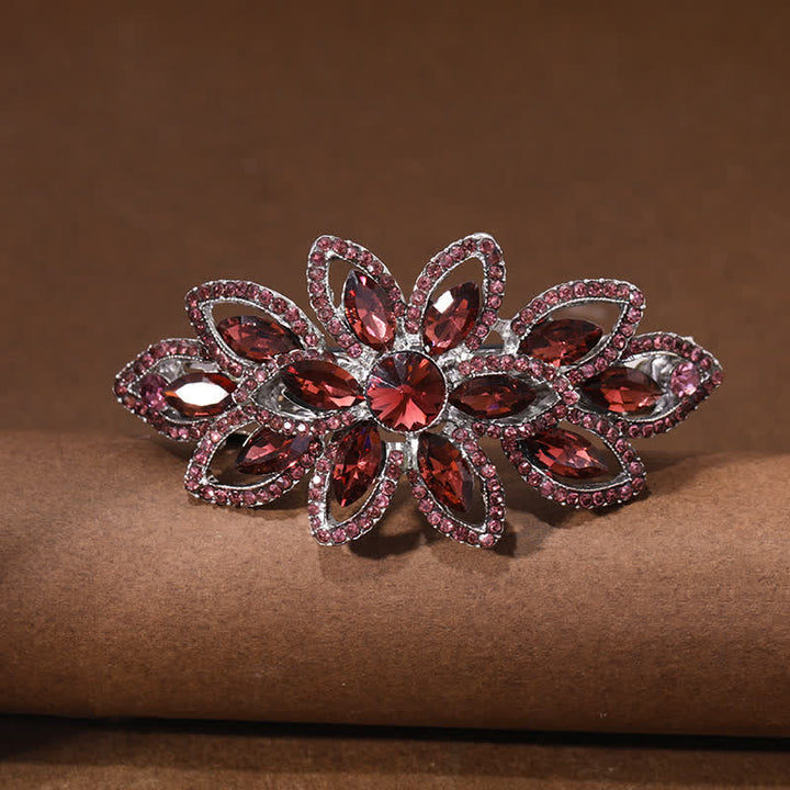 Pinza para el pelo de lujo con flores de diamantes de imitación para mujer