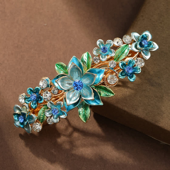 Pinza para el pelo con esmalte colorido y flores de primavera para mujer