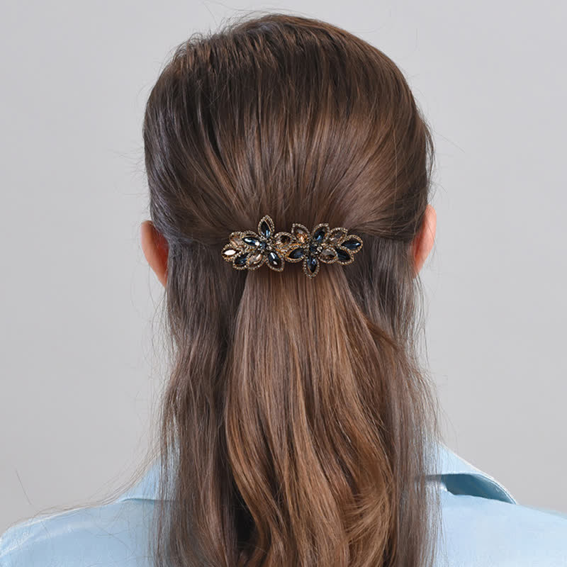 Pinza para el pelo con flores de cristal estilo retro para mujer