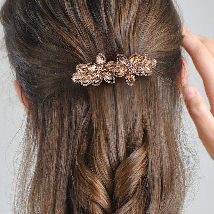 Pinza para el pelo con flores de cristal estilo retro para mujer