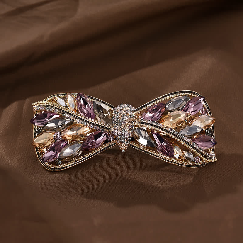 Pinza para el pelo con forma de nudo y lazo brillante para mujer