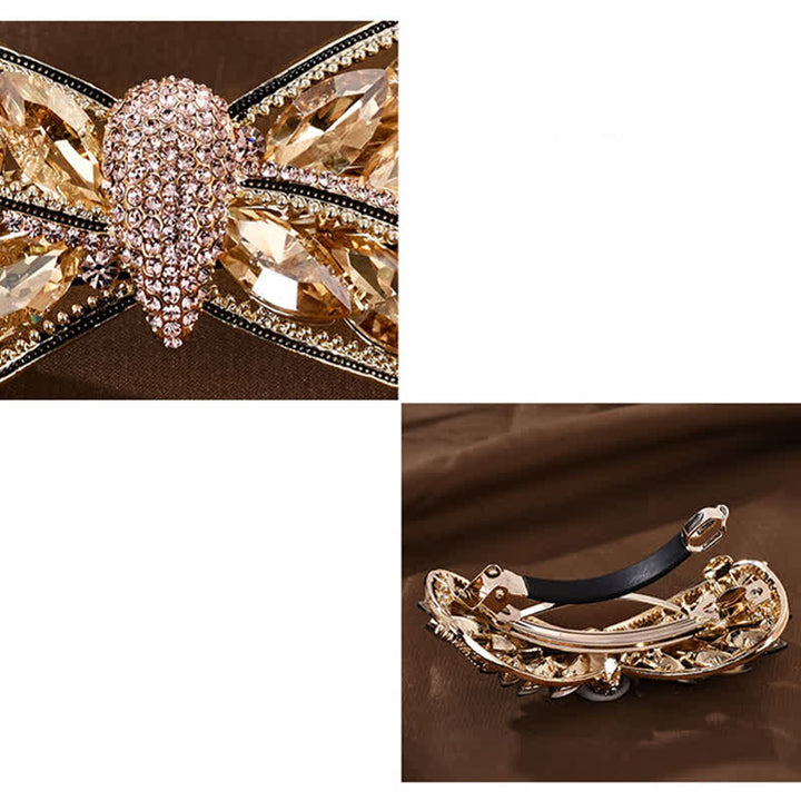 Pinza para el pelo con forma de nudo y lazo brillante para mujer