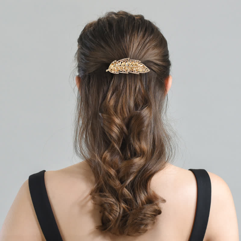 Pinza para el pelo con forma de hoja de planta de belleza dulce para mujer