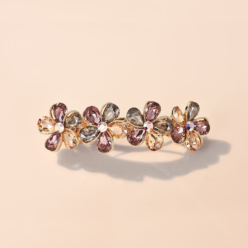 Pinza para el pelo horizontal con bonita flor de cristal para mujer