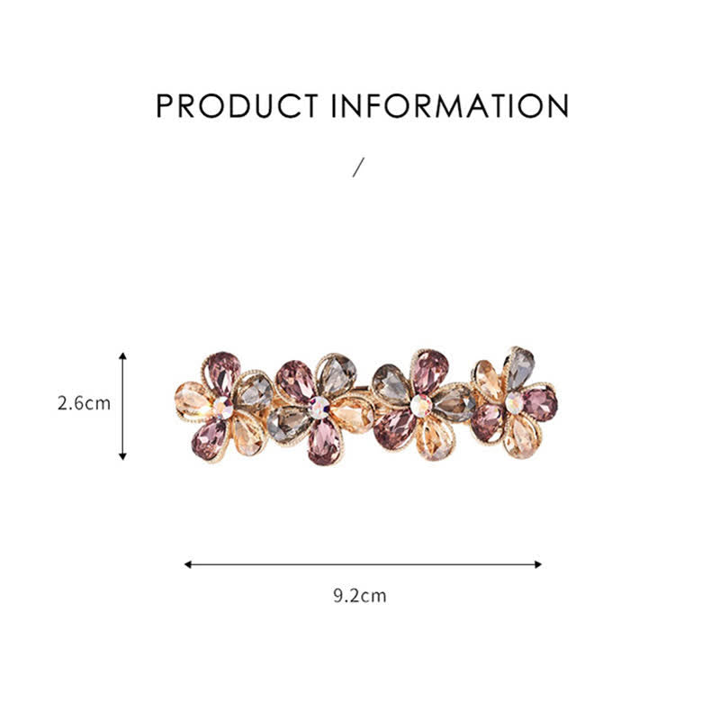 Pinza para el pelo horizontal con bonita flor de cristal para mujer