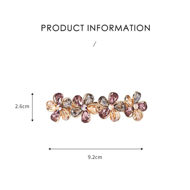 Pinza para el pelo horizontal con bonita flor de cristal para mujer