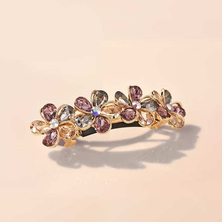 Pinza para el pelo horizontal con bonita flor de cristal para mujer