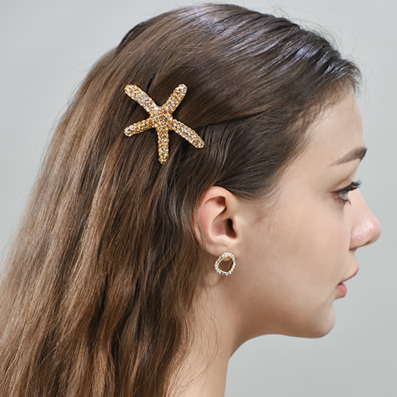 Pinza para el pelo con diseño de animales marinos y diamantes para mujer