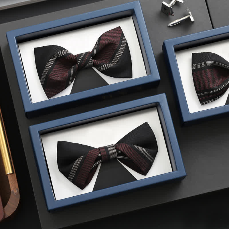 Pajarita formal de rayas burdeos y negras para hombre