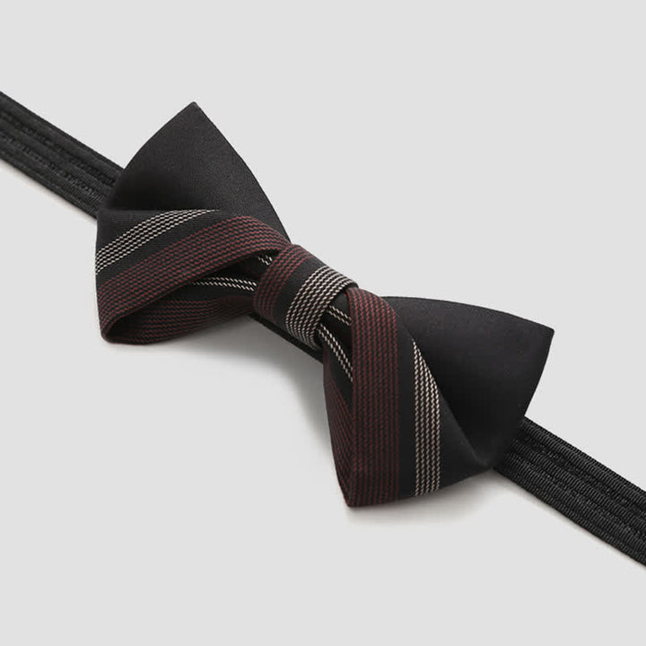 Pajarita formal de rayas burdeos y negras para hombre