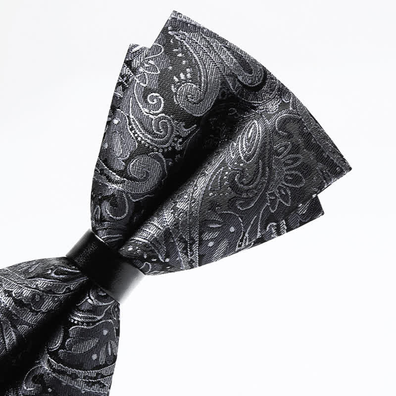 Pajarita lujosa con estampado de cachemira gris para hombre