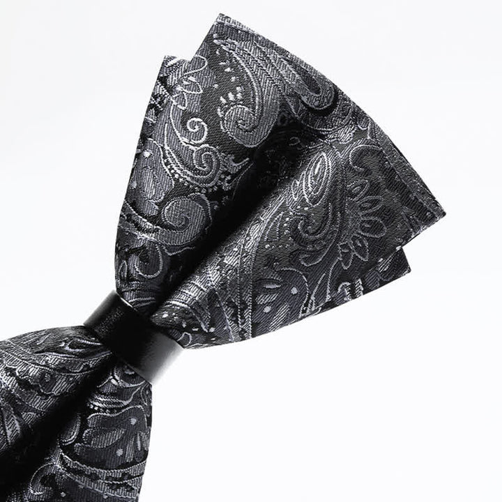 Pajarita lujosa con estampado de cachemira gris para hombre