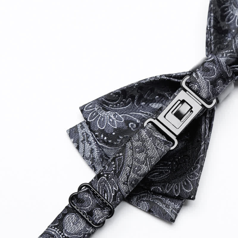 Pajarita lujosa con estampado de cachemira gris para hombre