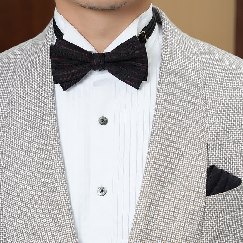 Pajarita formal de boda de sarga de color liso para hombre