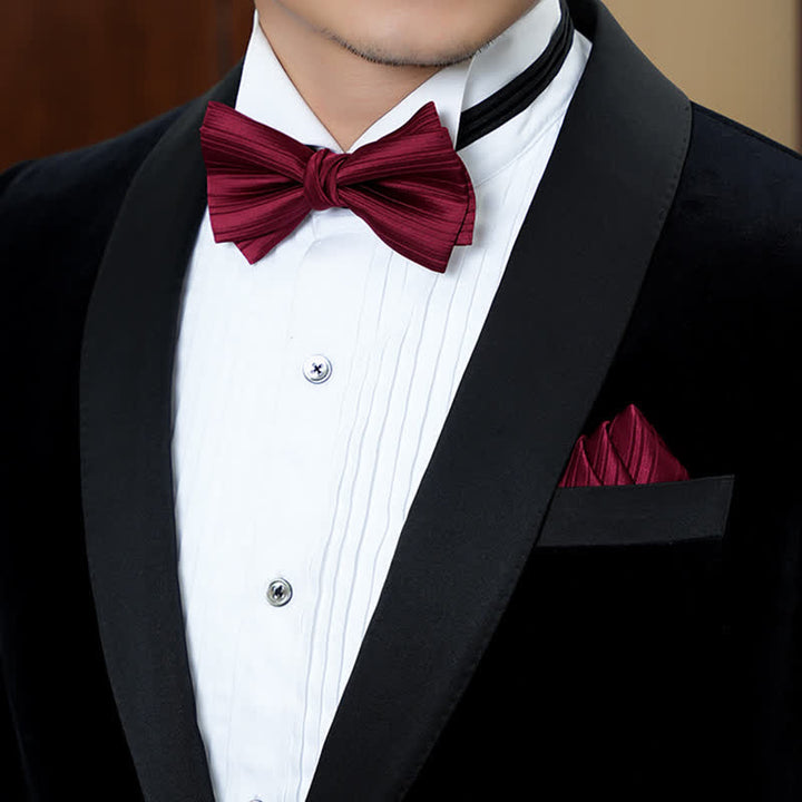Pajarita formal de boda de sarga de color liso para hombre