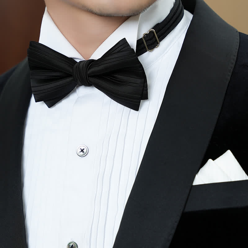 Pajarita formal de boda de sarga de color liso para hombre