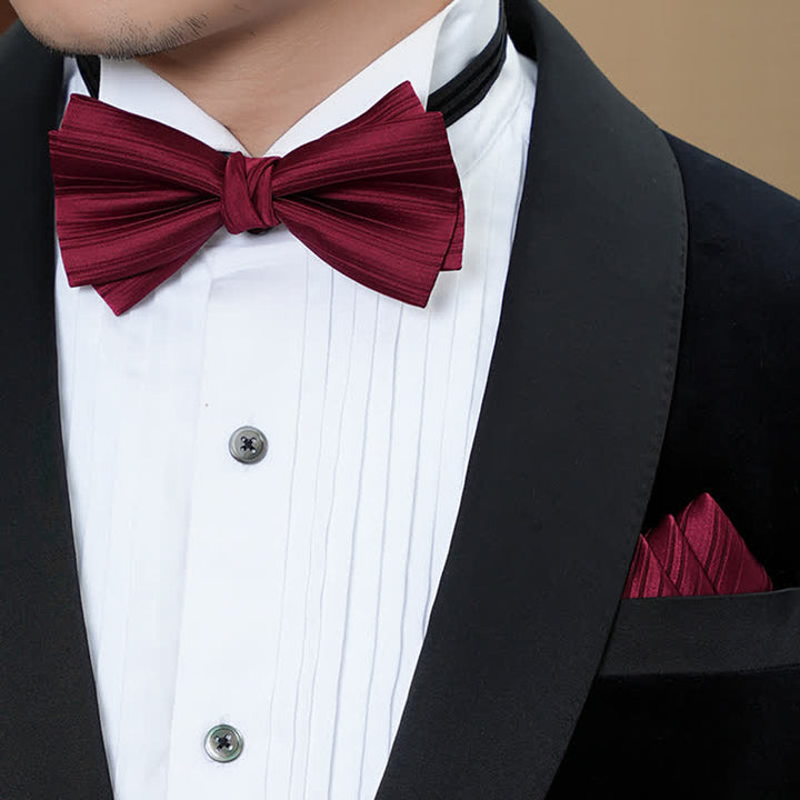 Pajarita formal de boda de sarga de color liso para hombre