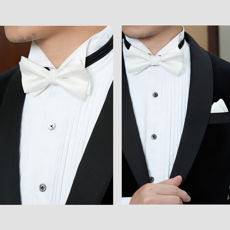 Pajarita formal de boda de sarga de color liso para hombre