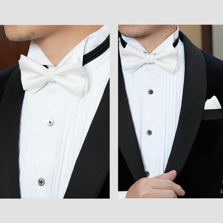 Pajarita formal de boda de sarga de color liso para hombre