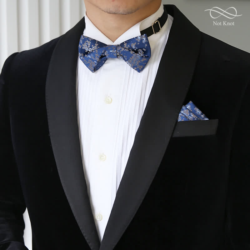 Pajarita delicada con estampado floral azul para hombre