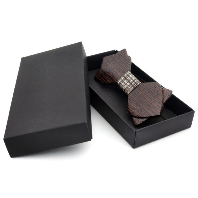 Pajarita clásica vintage de madera de doble capa para hombre