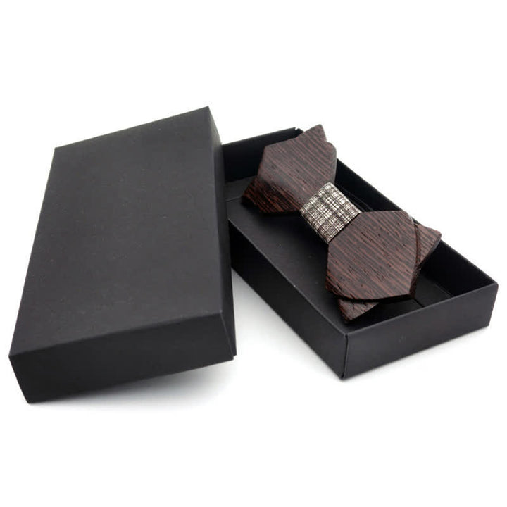 Pajarita clásica vintage de madera de doble capa para hombre