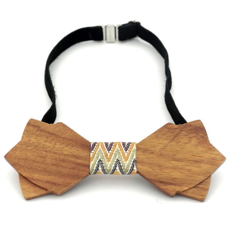 Pajarita clásica vintage de madera de doble capa para hombre