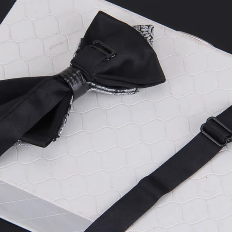 Pajarita clásica con cristales y diseño de cachemira para hombre con broche de solapa