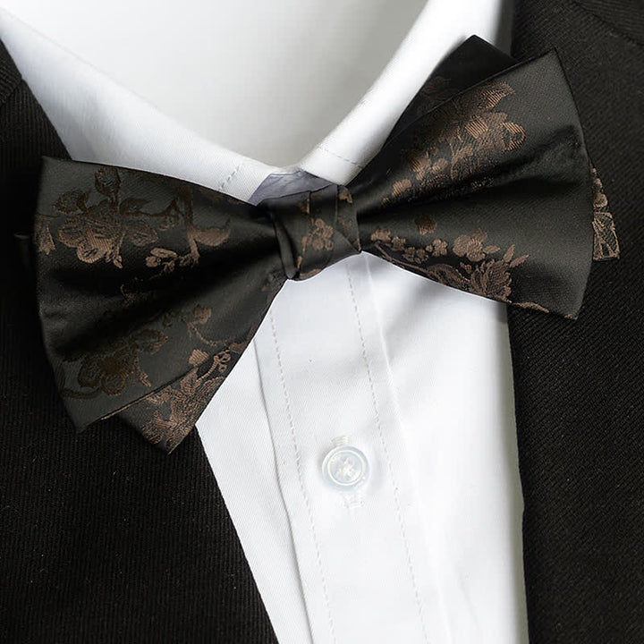 Pajarita elegante con estampado floral de iris para hombre