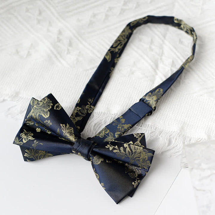 Pajarita elegante con estampado floral de iris para hombre