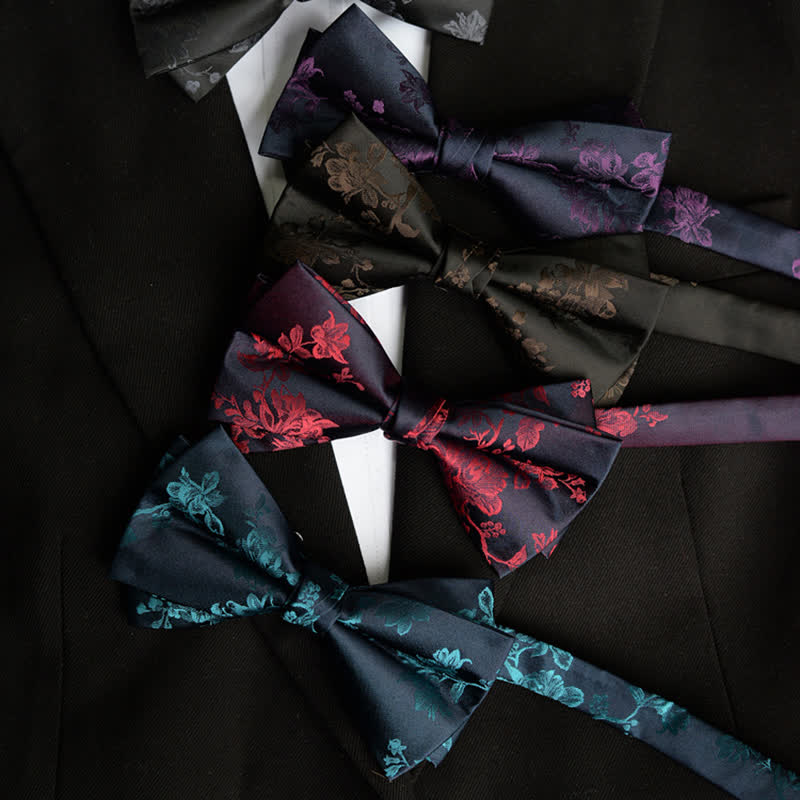 Pajarita elegante con estampado floral de iris para hombre