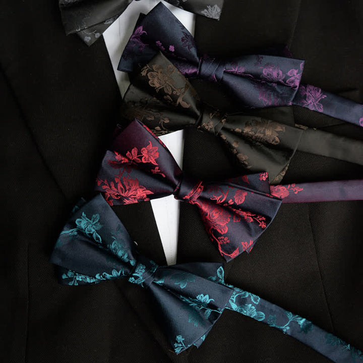 Pajarita elegante con estampado floral de iris para hombre